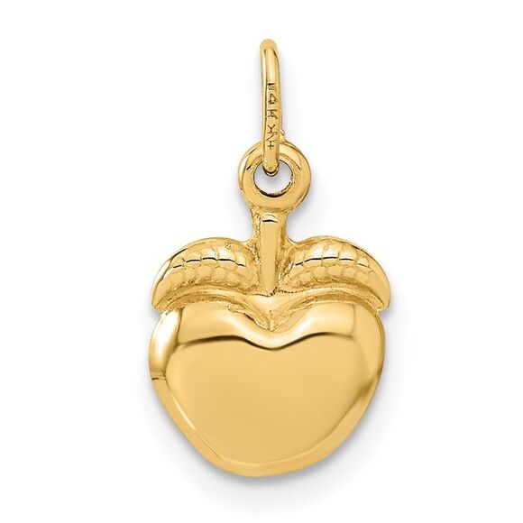 14k Yellow Gold 3D Puffed Apple Charm - Picture 3 of 6